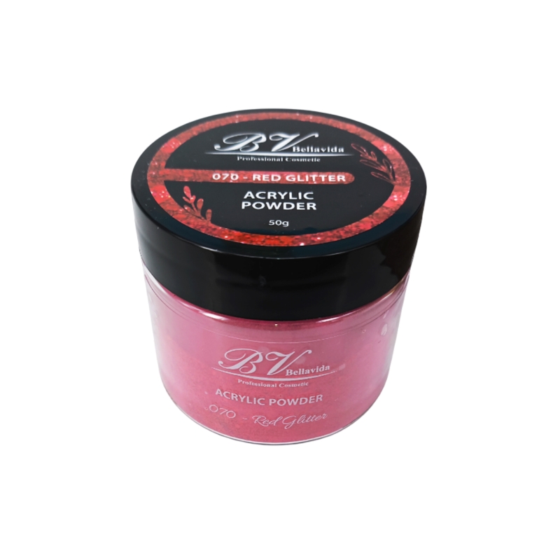 Polvo Acrílico 070 Red Glitter 50g Polvo Acrílico 070 Red Glitter 50g