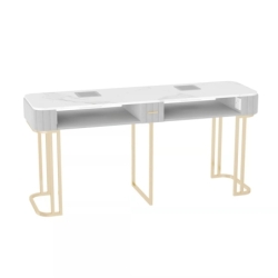 Mesa Doble Plateada con Aspiradora de Polvo 005