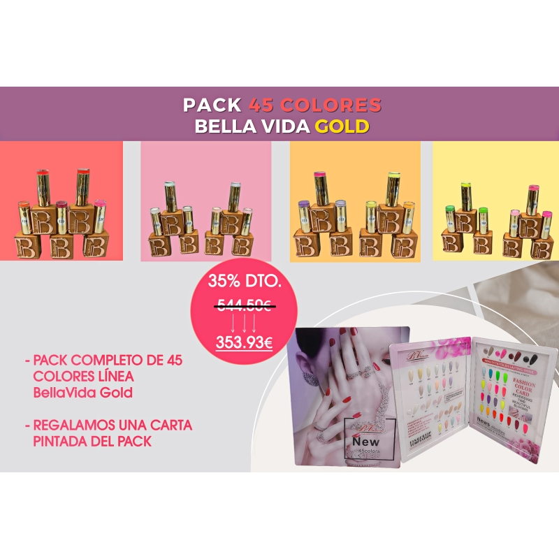 Pack 45 Colores - Línea BellaVida Gold Pack 45 Colores - Línea BellaVida Gold